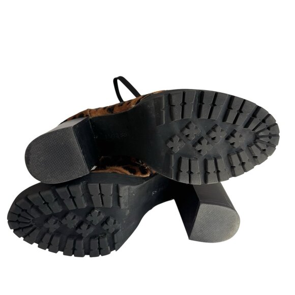 Express Womens Combat Boots Size 10 Leopard Animal Fur Block Heel Lace Up - Picture 10 of 10